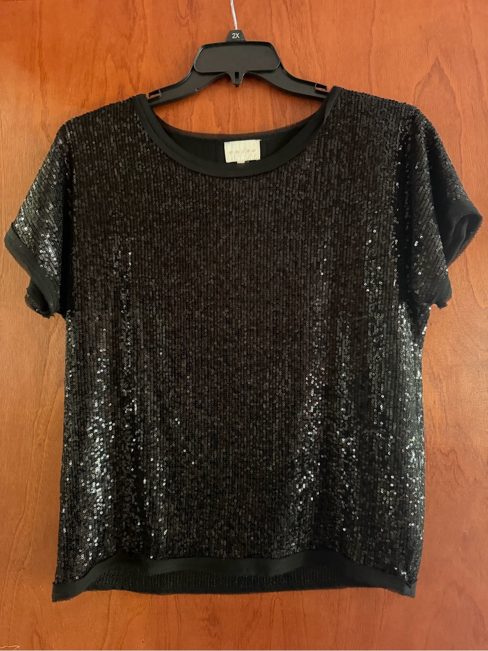 Entra Black Sequin Top Size M With Undershirt